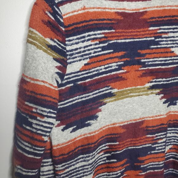 Lucky Brand Drape Front Aztec Sweater Cardigan Women's Size Small Blue Orange - Picture 12 of 15